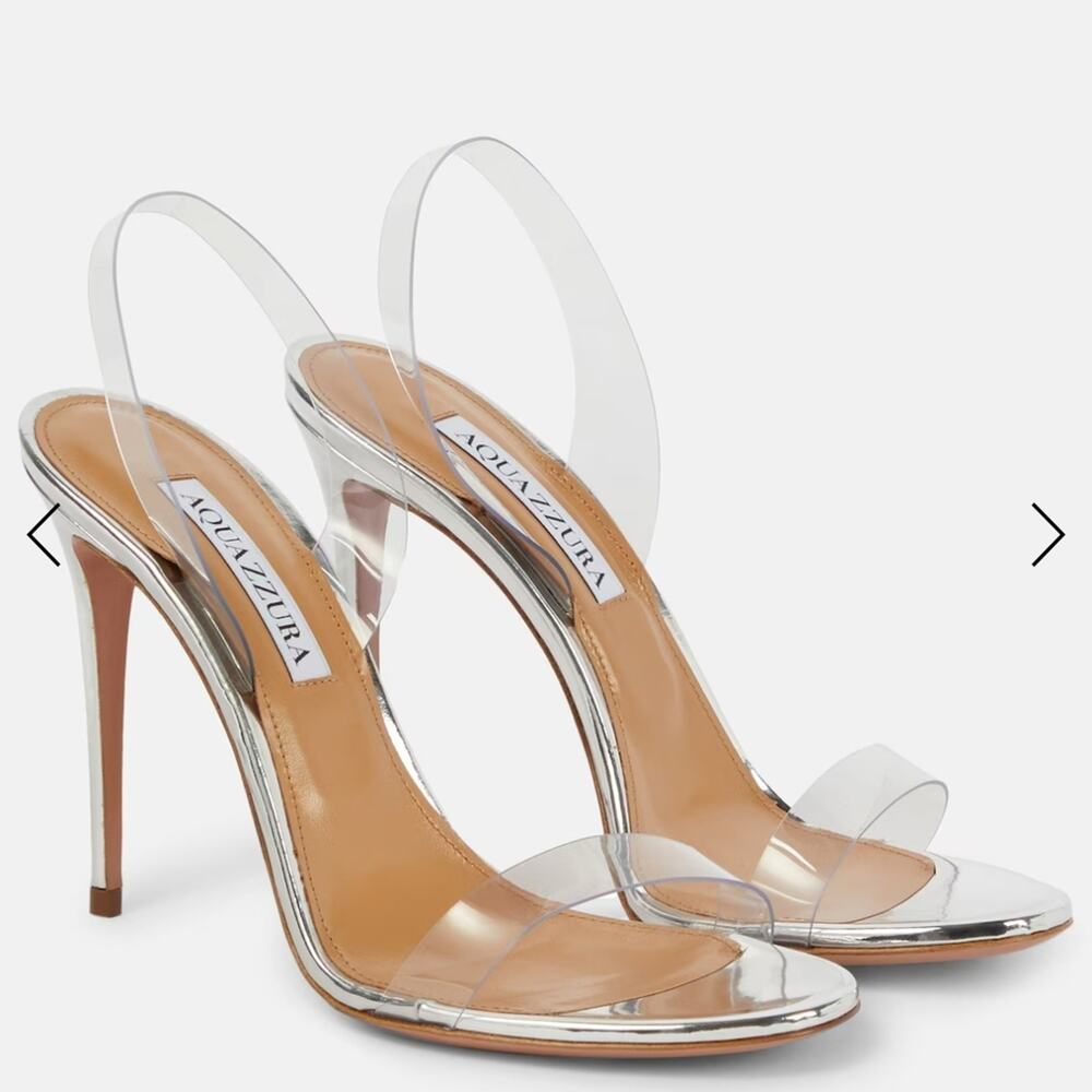 Aquazzura So Nude 105mm Metallic Plexi See-Through Heels EU41